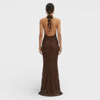 Loovay Arabella Halter Maxi Jurk met Paillettenbloemen