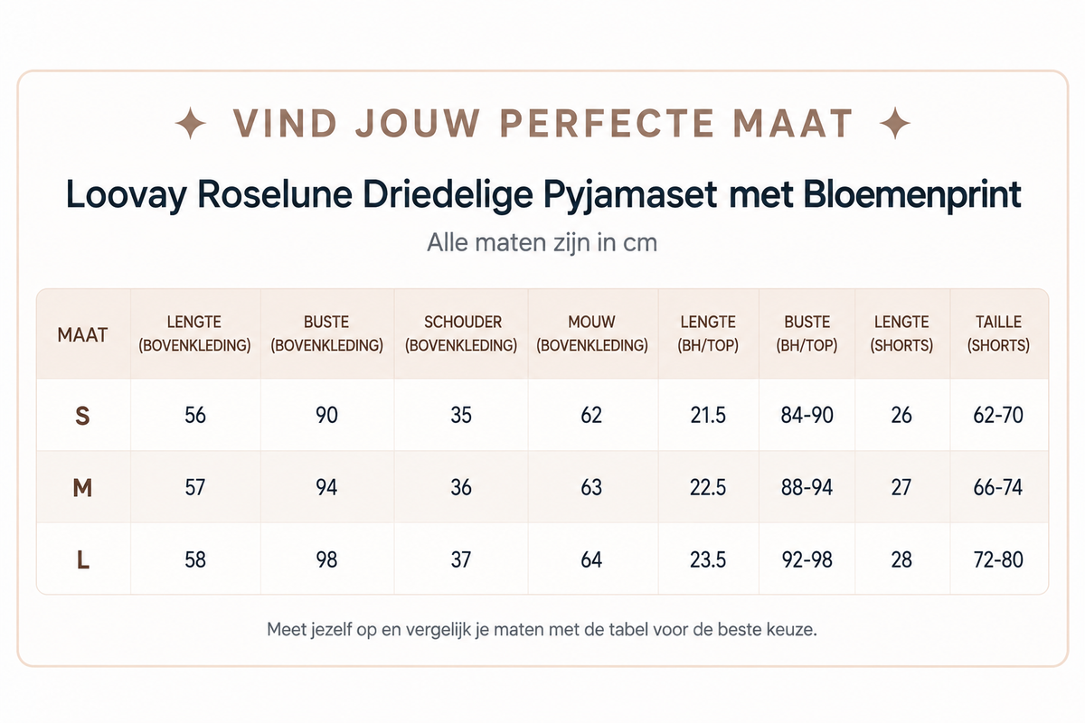 Loovay Roselune Driedelige Pyjamaset met Bloemenprint