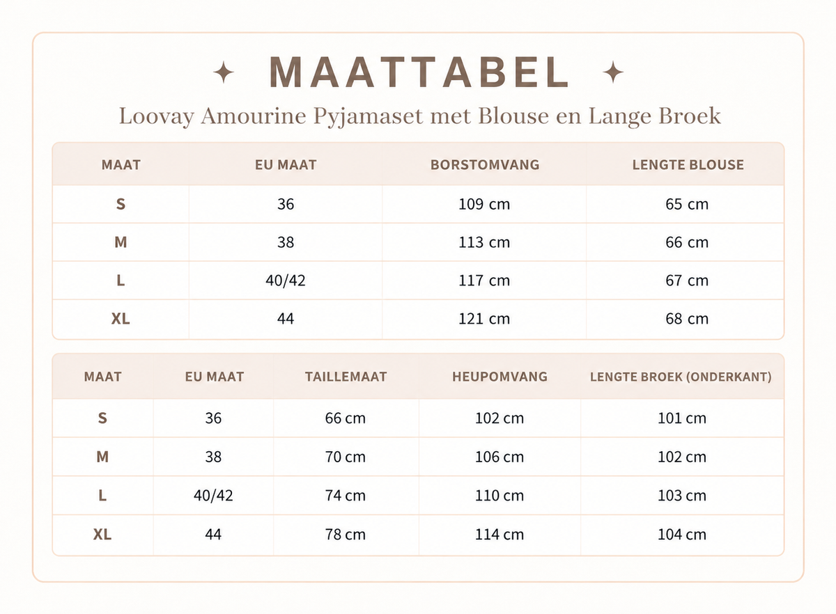 Loovay Amourine Pyjamaset met Blouse en Lange Broek