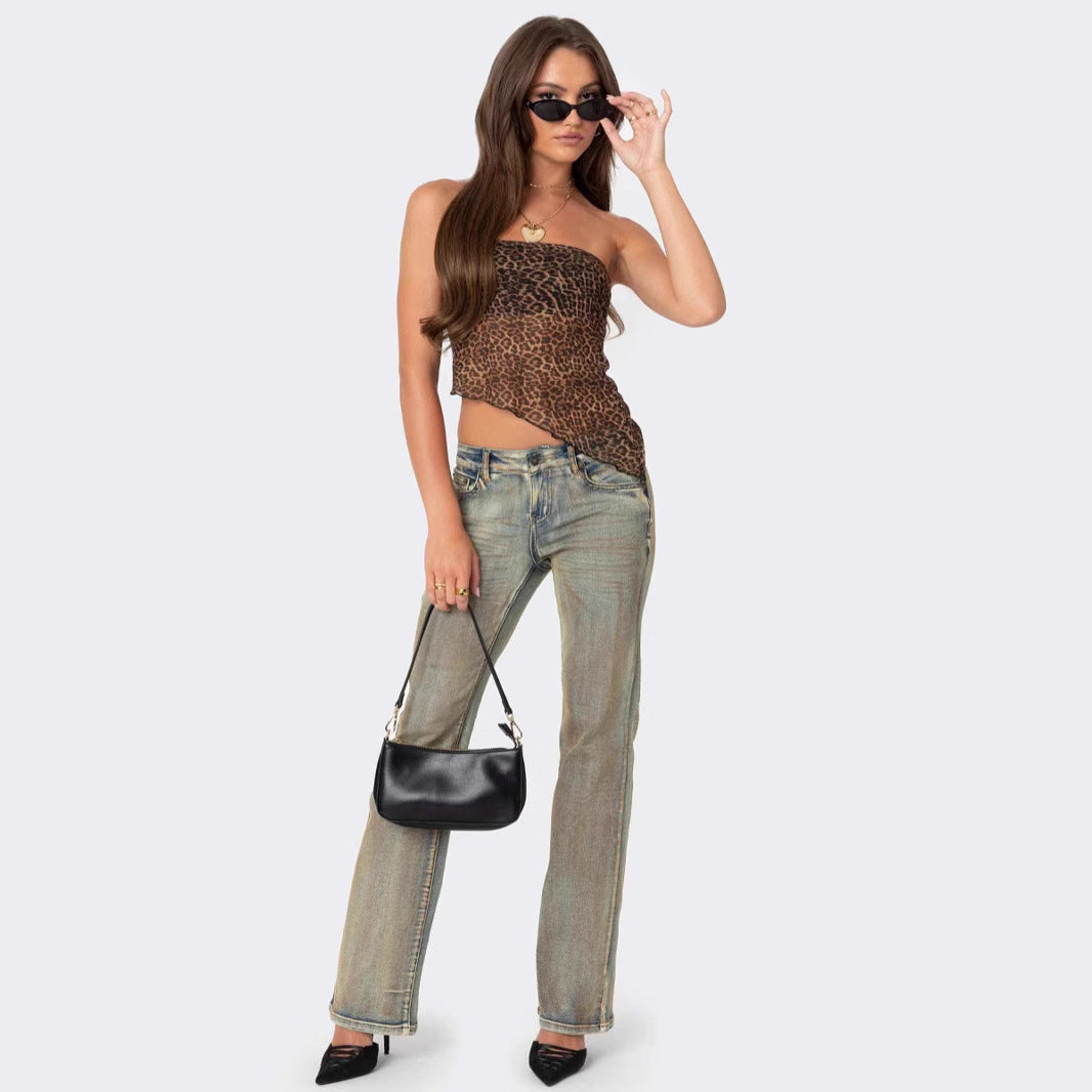 Loovay Livara Top, Luipaardprint Asymmetrisch