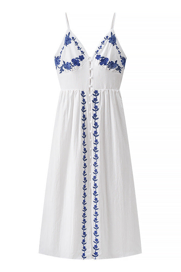 Loovay Thalira Jurk, Borduurdetail Midi