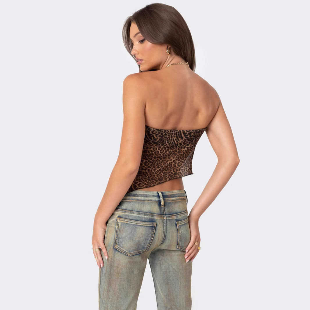 Loovay Livara Top, Luipaardprint Asymmetrisch