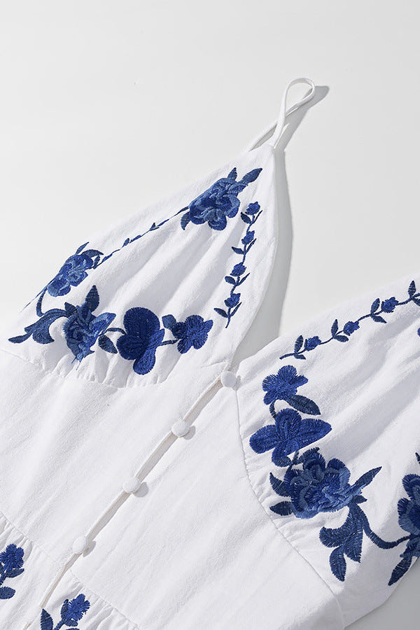 Loovay Thalira Jurk, Borduurdetail Midi