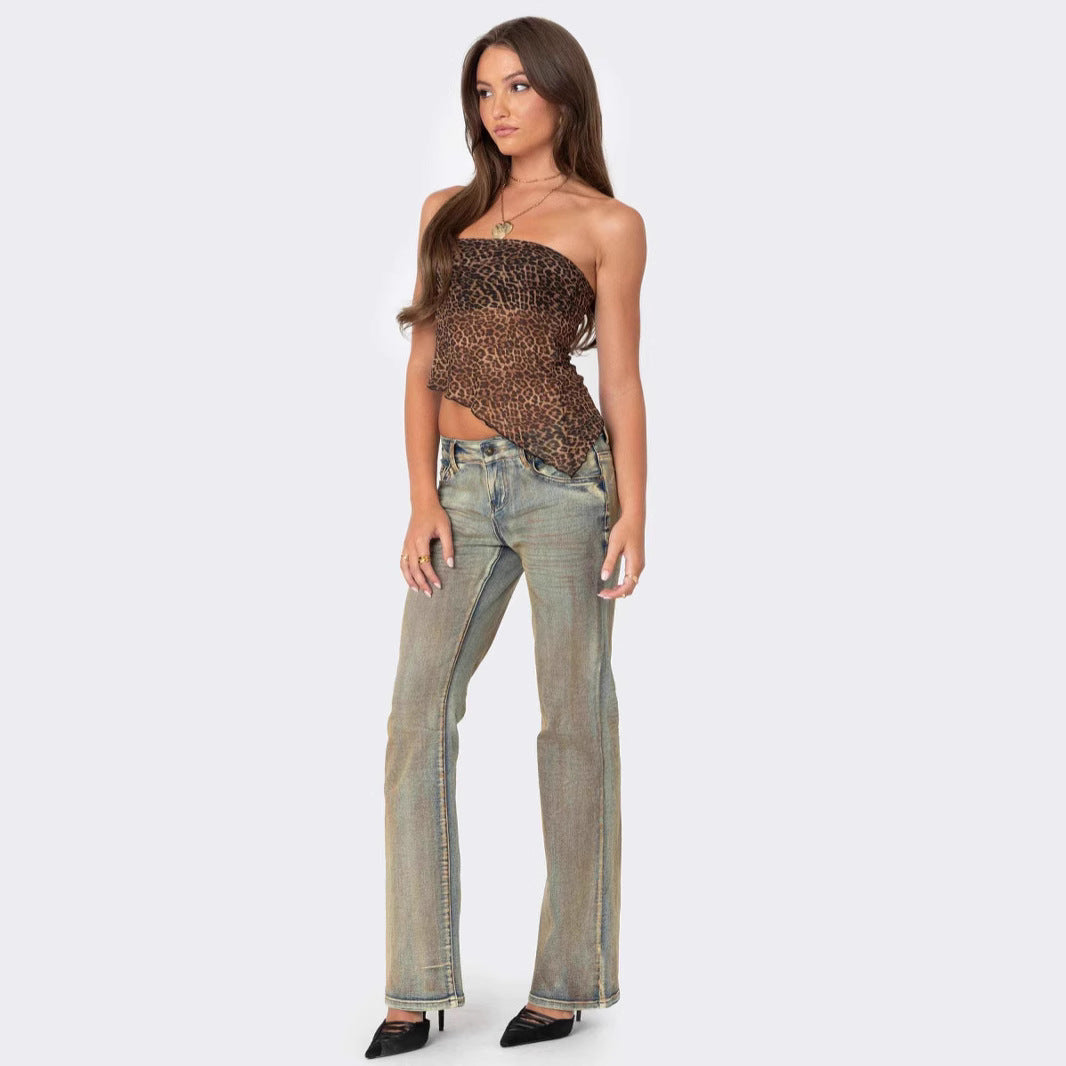 Loovay Livara Top, Luipaardprint Asymmetrisch