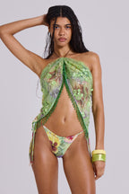 Loovay Fiora Bikini Set, Bloemenprint & Mesh Cover-Up