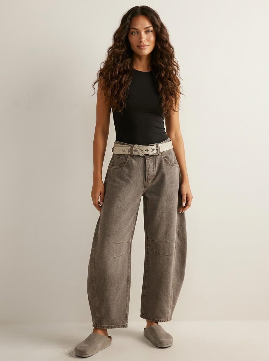 Loovay Brisa Barrel Jeans met Taps Toelopende Pijpen