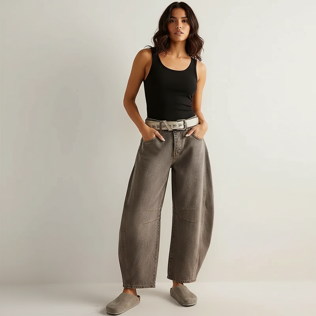Loovay Brisa Barrel Jeans met Taps Toelopende Pijpen