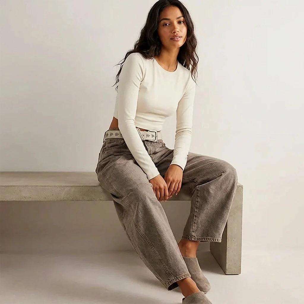 Loovay Brisa Barrel Jeans met Taps Toelopende Pijpen