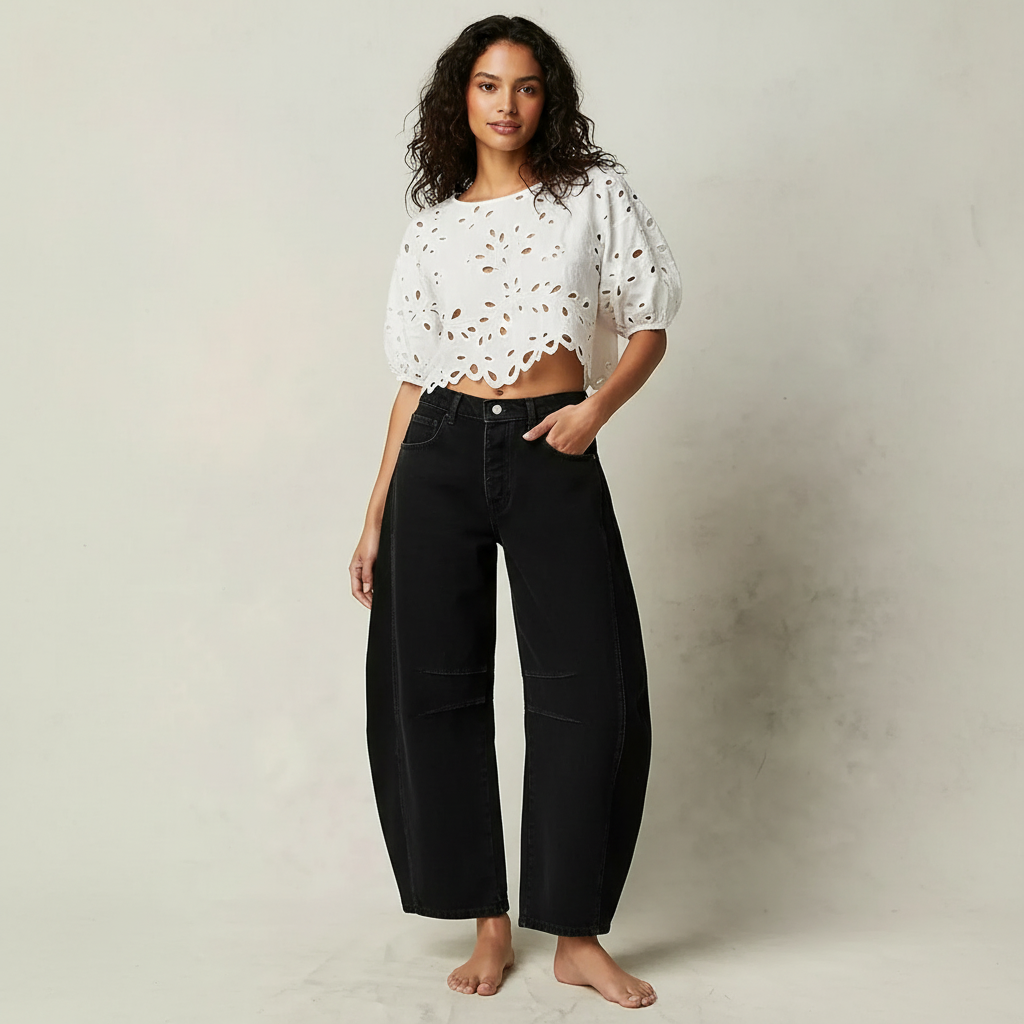 Loovay Brisa Barrel Jeans met Taps Toelopende Pijpen