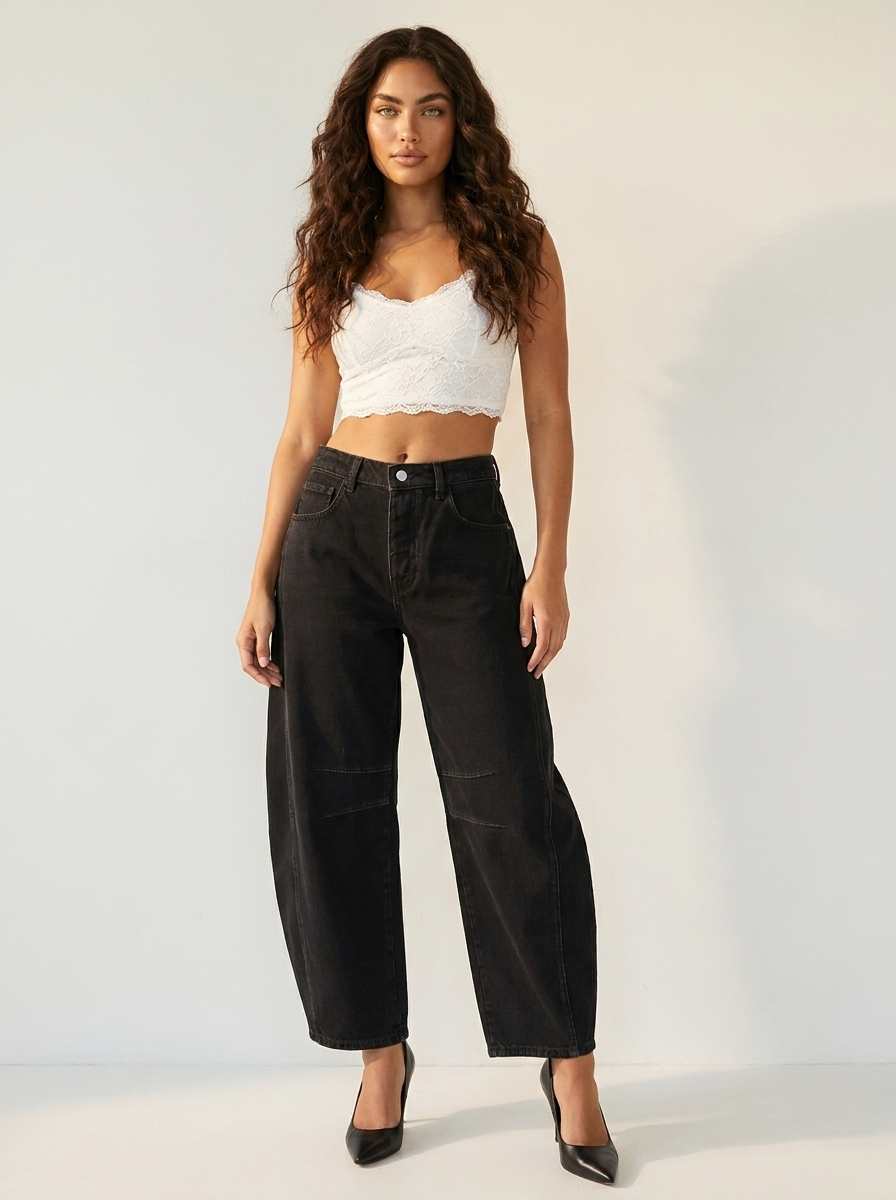 Loovay Brisa Barrel Jeans met Taps Toelopende Pijpen