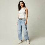 Loovay Brisa Barrel Jeans met Taps Toelopende Pijpen