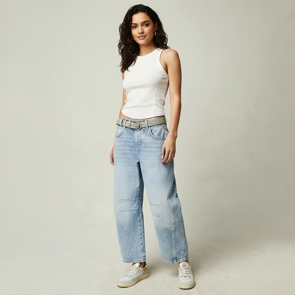 Loovay Brisa Barrel Jeans met Taps Toelopende Pijpen