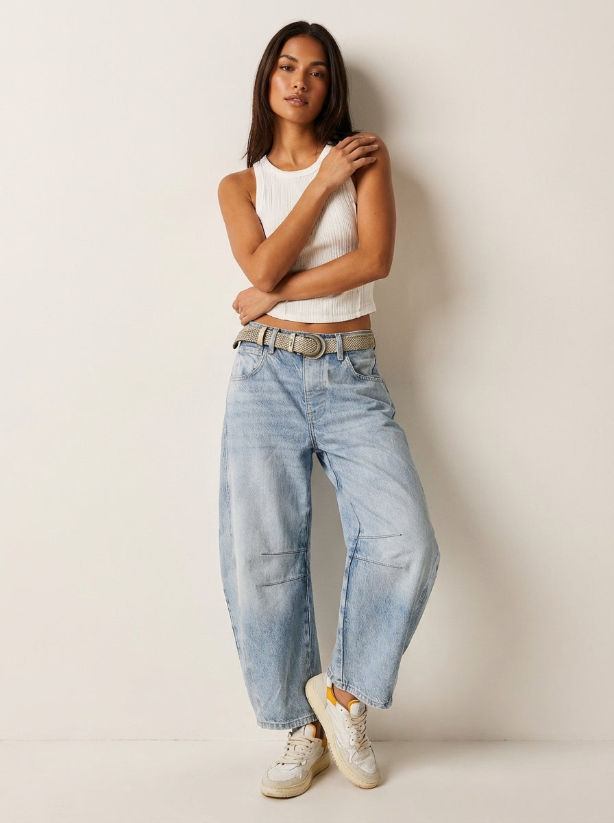 Loovay Brisa Barrel Jeans met Taps Toelopende Pijpen