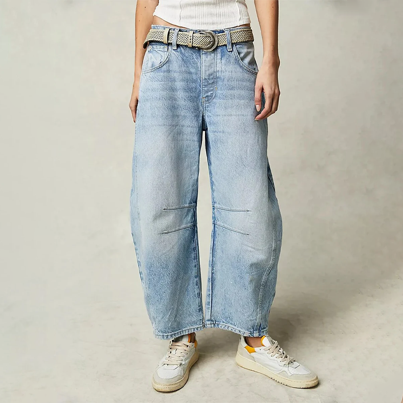 Loovay Brisa Barrel Jeans met Taps Toelopende Pijpen