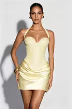 Loovay Avelise Corset Mini Jurk met Gedrapeerde Rok