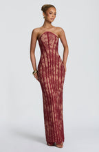 Loovay Tamara Strapless Kanten Maxi Jurk