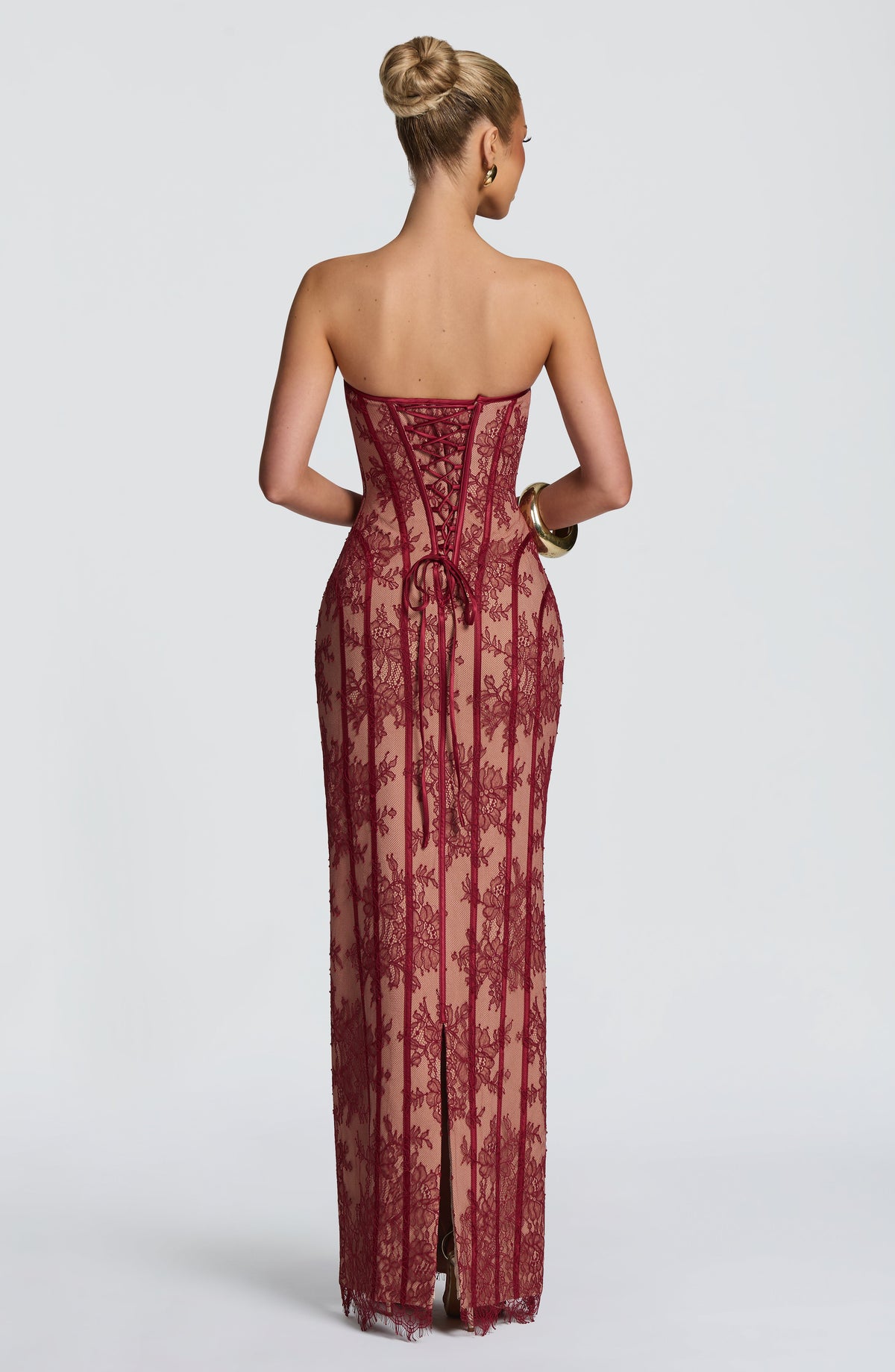 Loovay Tamara Strapless Kanten Maxi Jurk