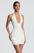 Loovay Calivora Halter Mini Jurk met Geplooide Heuppanelen