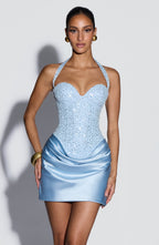 Loovay Avelise Corset Mini Jurk met Gedrapeerde Rok