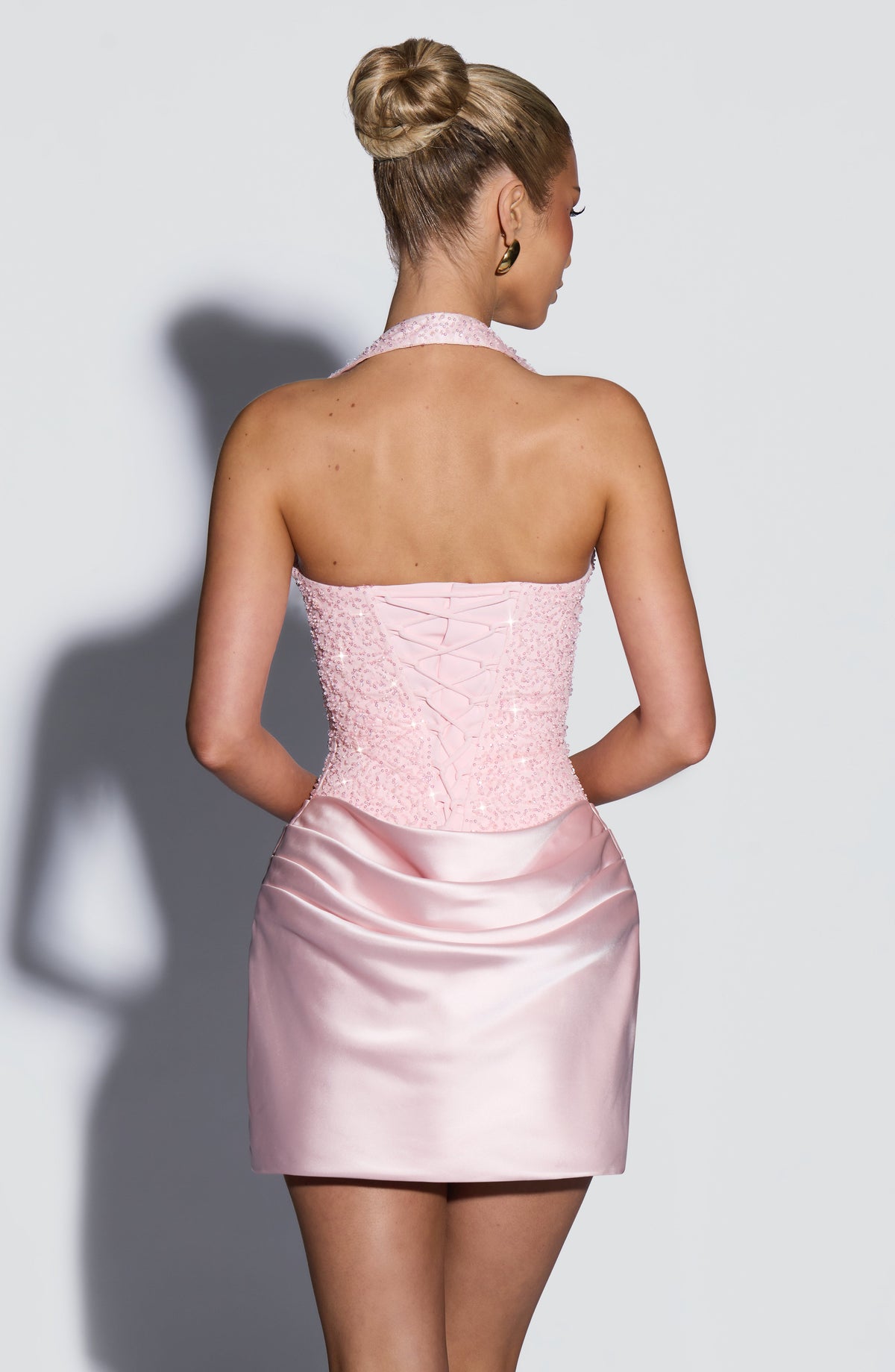 Loovay Avelise Corset Mini Jurk met Gedrapeerde Rok
