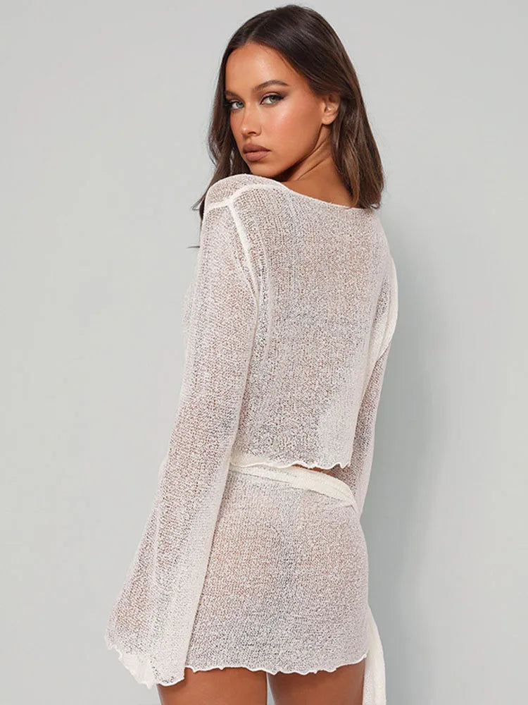 Loovay Verena Set, Transparante Top met Minirok