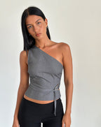 Loovay Imaria Top, One Shoulder Gespdetail