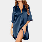 Loovay Elinea Nachthemd, Satijnlook met Knoopsluiting