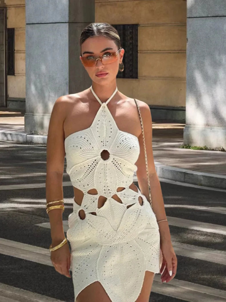 Loovay Oleandra, Gehaakte Halter Mini Jurk