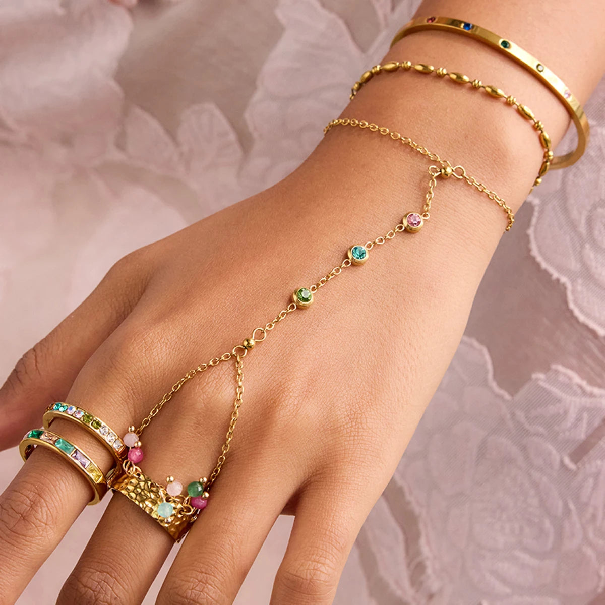 Loovay Zirelle Handketting, Gekleurde Zirkoniadetails