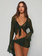 Loovay Verena Set, Transparante Top met Minirok