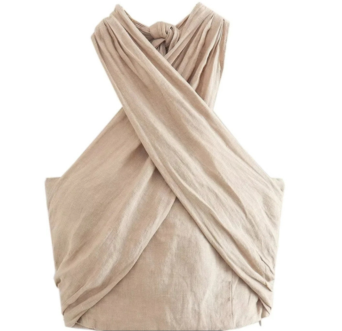 Loovay Solara, Gekruiste Halter Crop Top