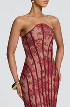 Loovay Tamara Strapless Kanten Maxi Jurk