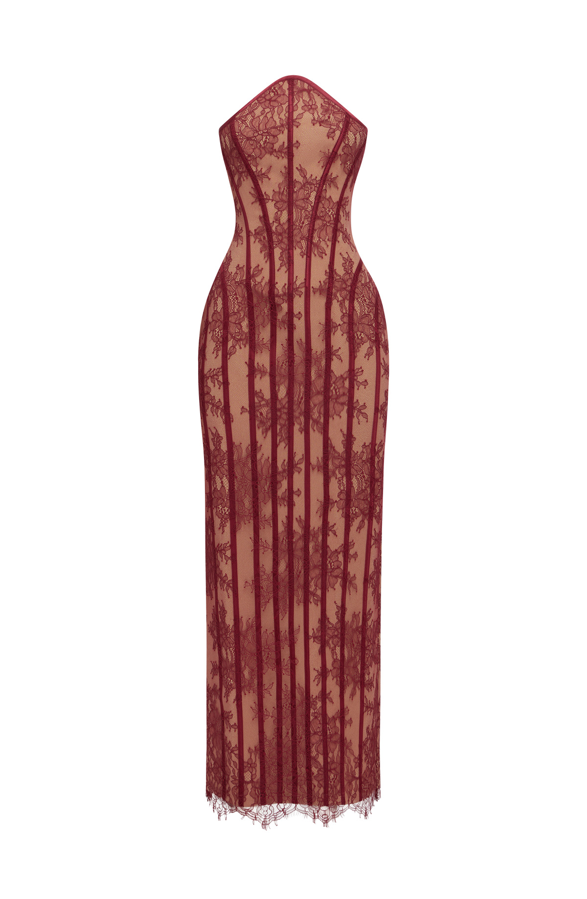 Loovay Tamara Strapless Kanten Maxi Jurk