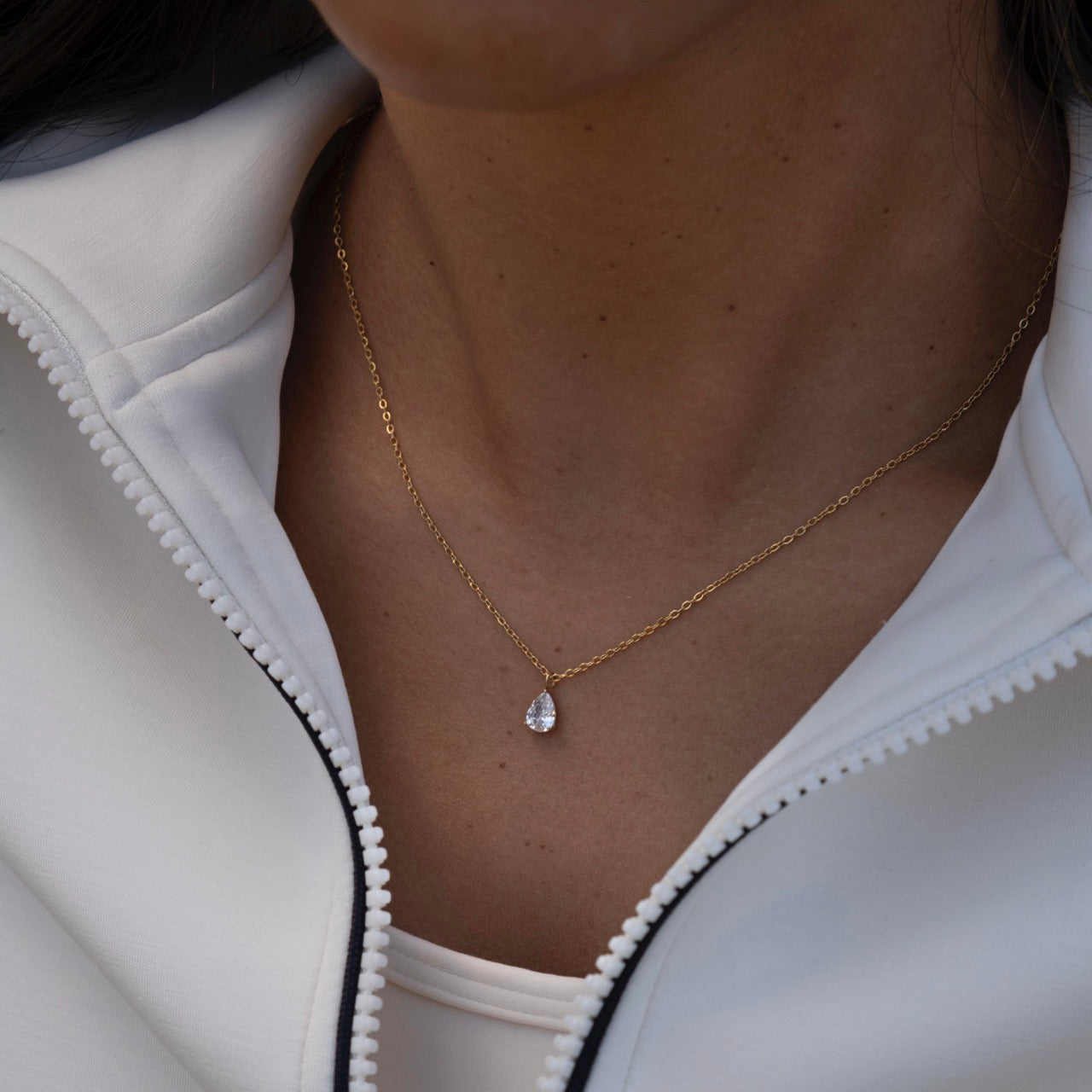 Loovay Rosélune Ketting, Druppelhanger met Zirkonia