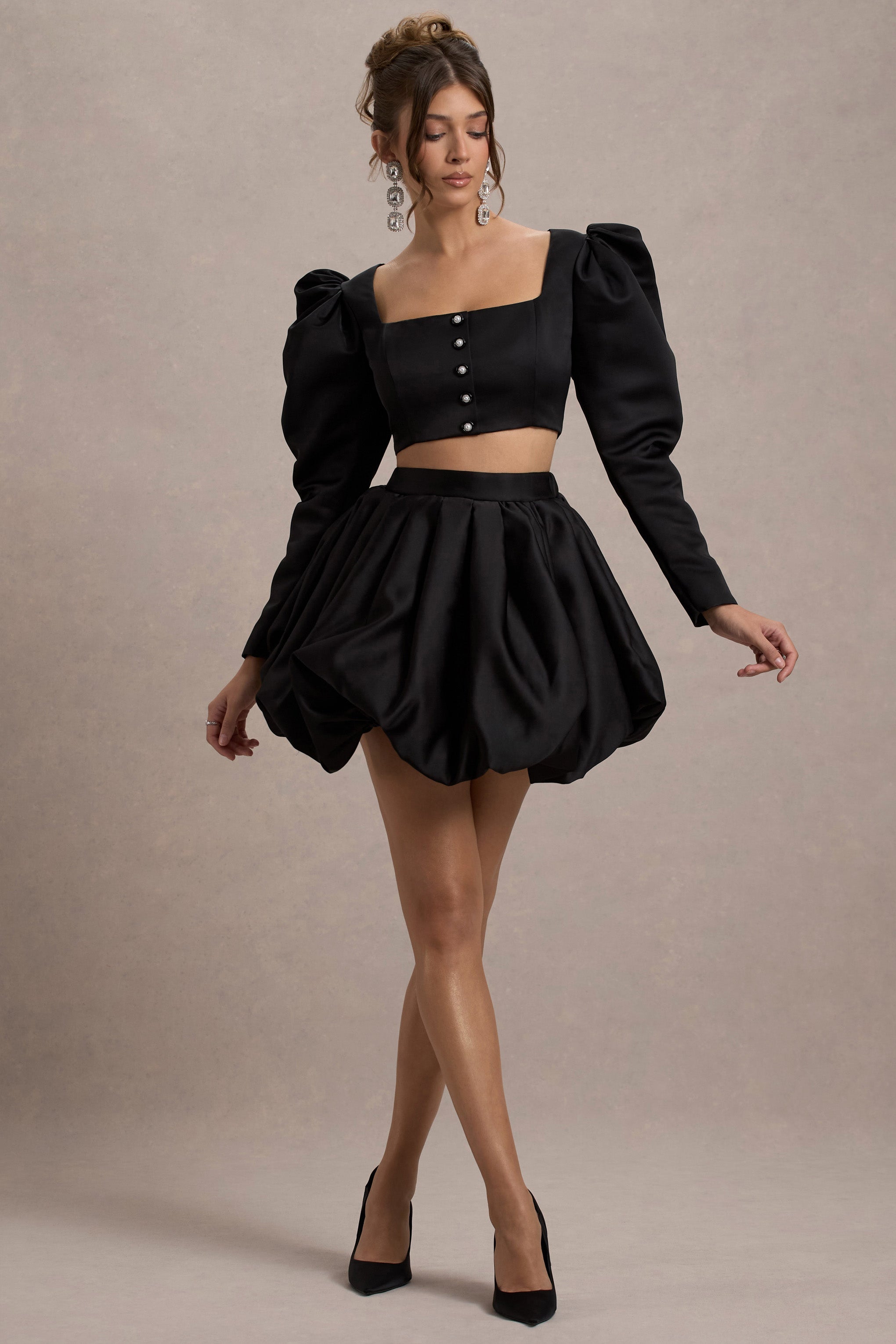 Loovay Veloura Set, Satijnen Pofmouw Elegantie