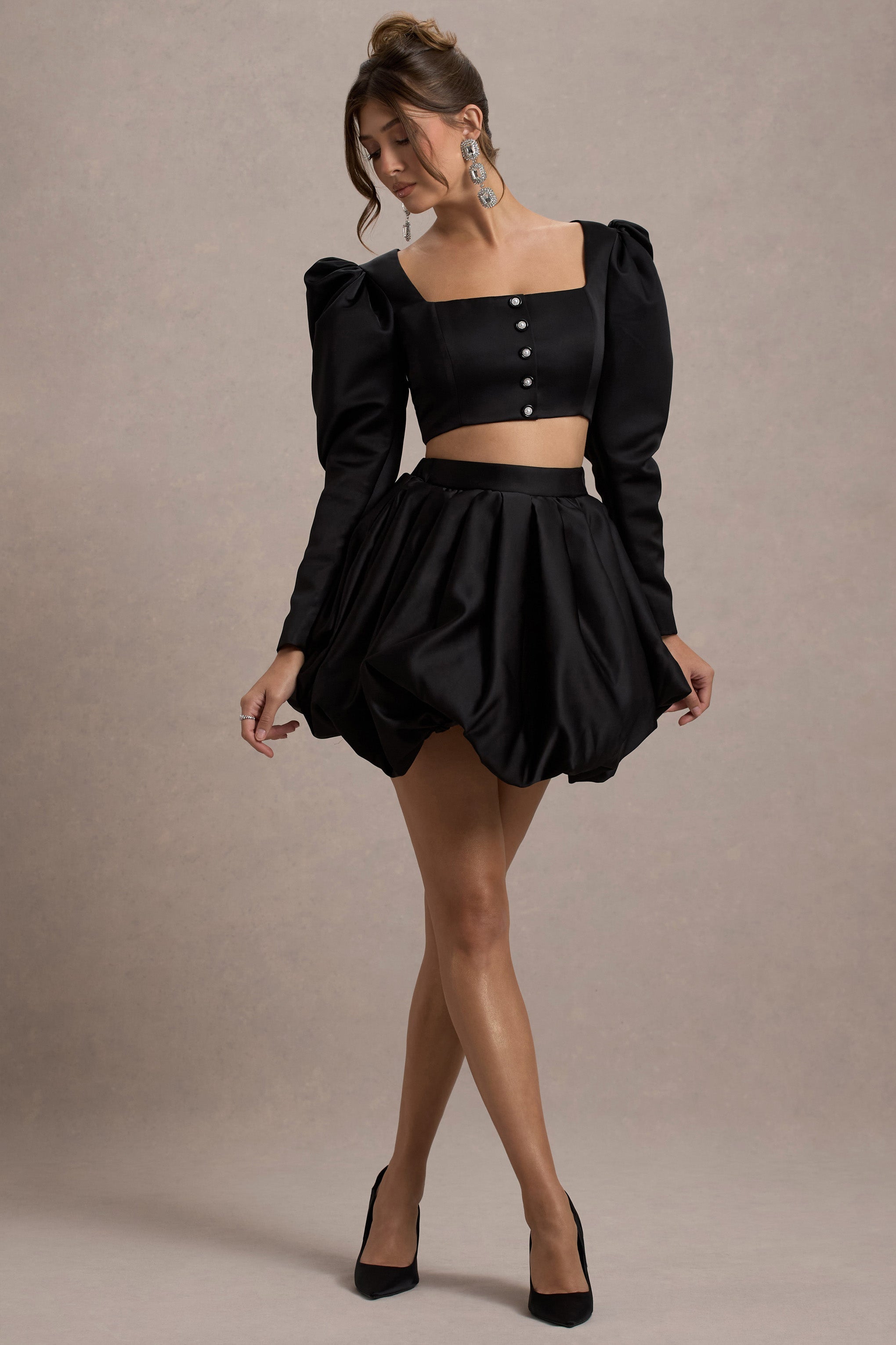 Loovay Veloura Set, Satijnen Pofmouw Elegantie