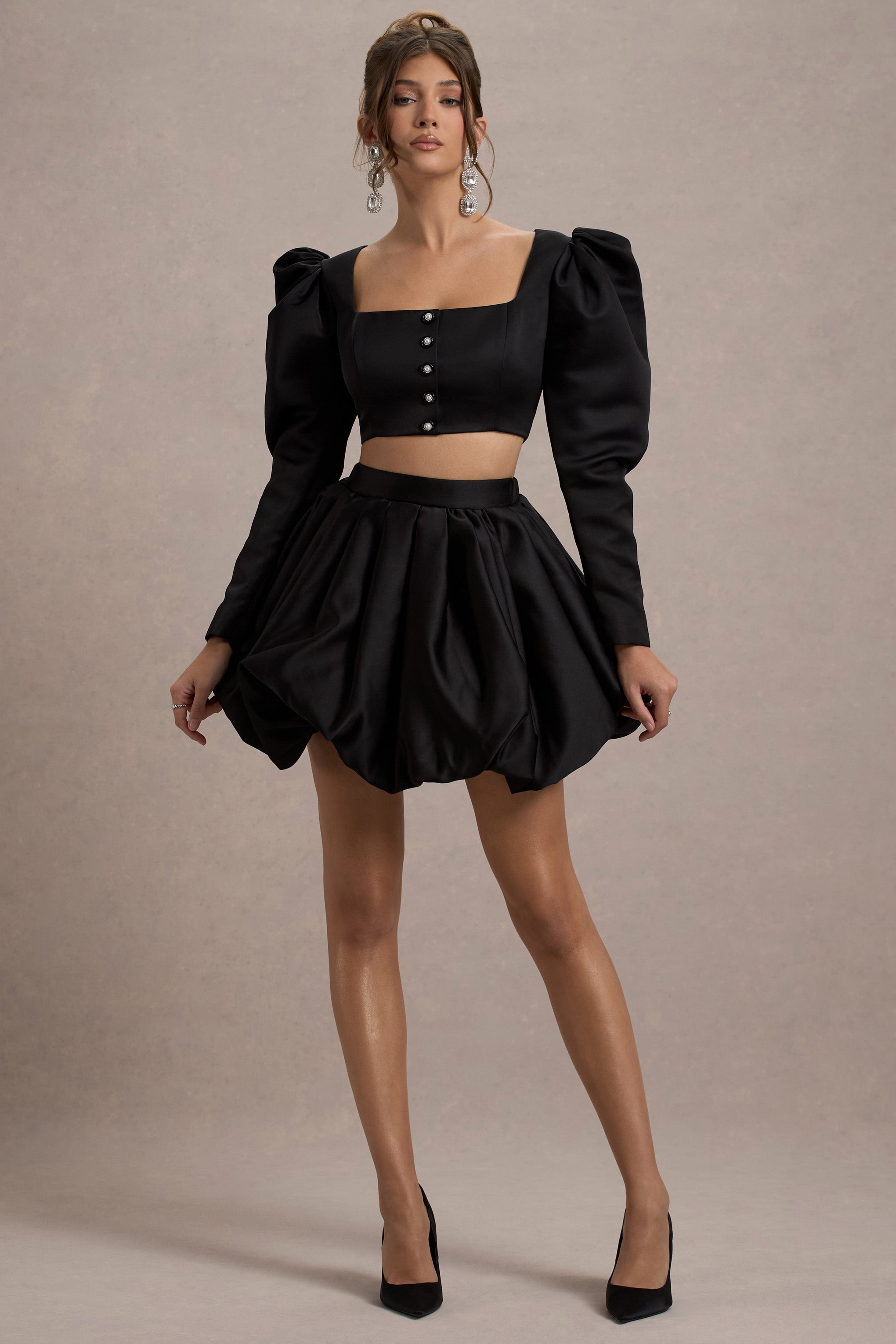 Loovay Veloura Set, Satijnen Pofmouw Elegantie