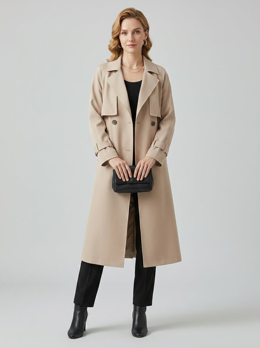 Loovay Alix Lange Trenchcoat met Reverskraag