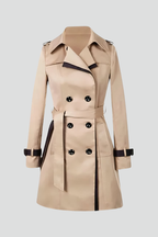 Loovay Meline Trenchcoat met Contrastbiezen
