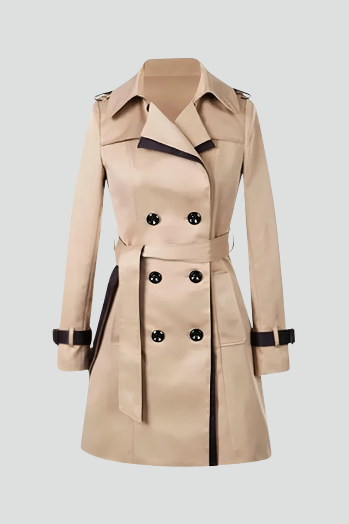 Loovay Meline Trenchcoat met Contrastbiezen
