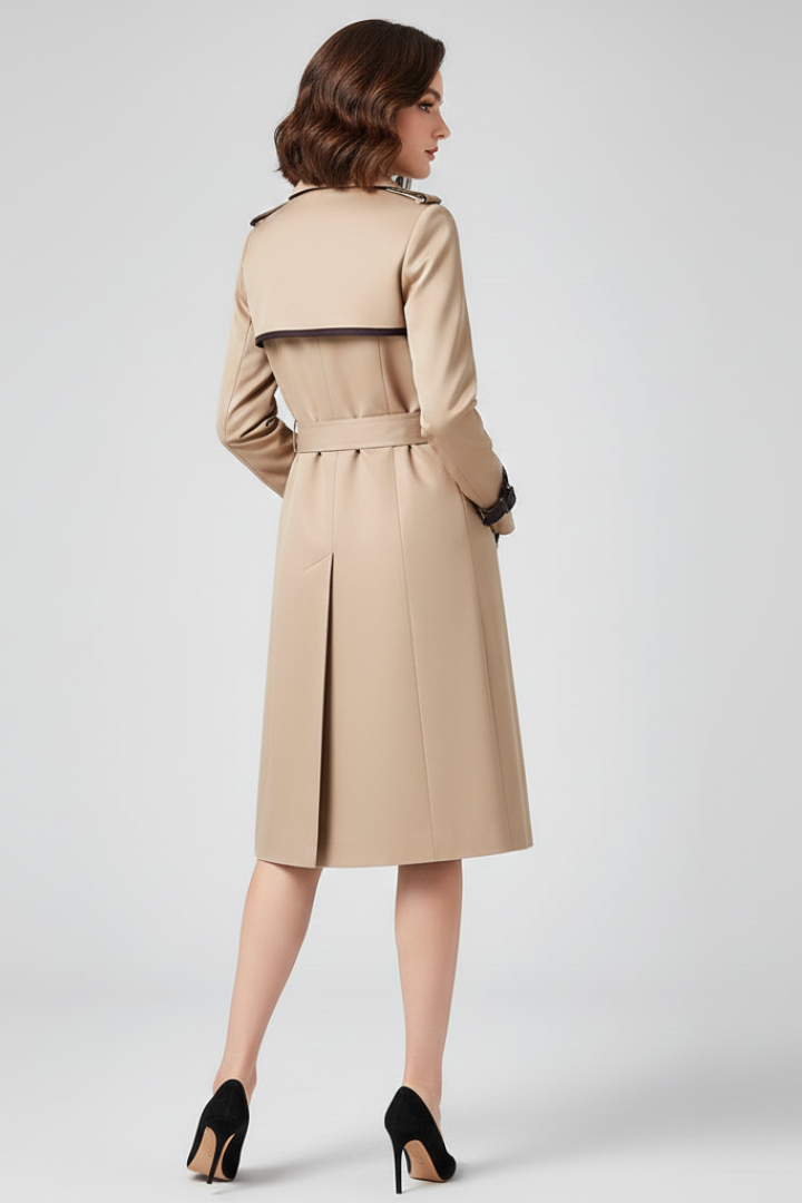 Loovay Meline Trenchcoat met Contrastbiezen