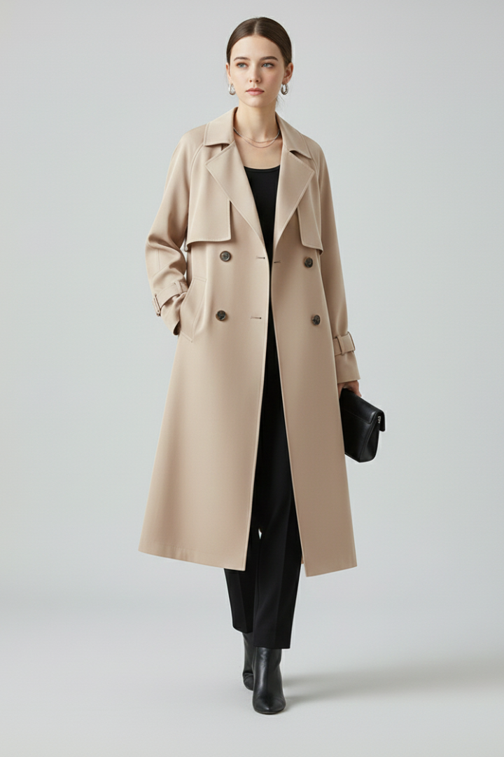 Loovay Alix Lange Trenchcoat met Reverskraag