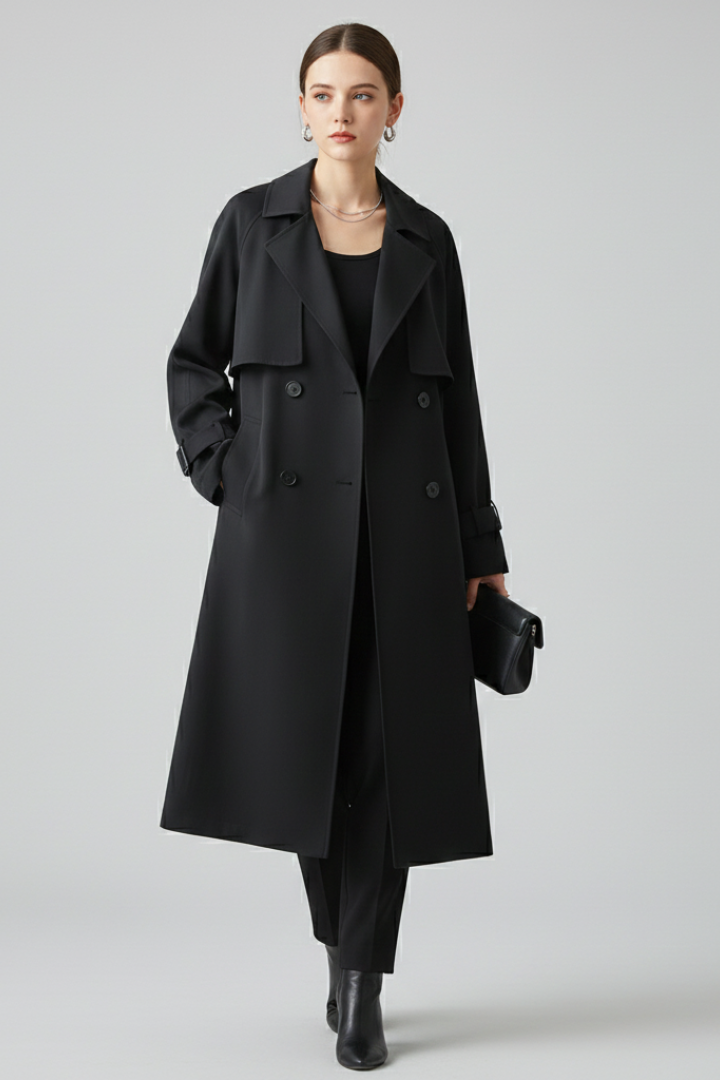 Loovay Alix Lange Trenchcoat met Reverskraag