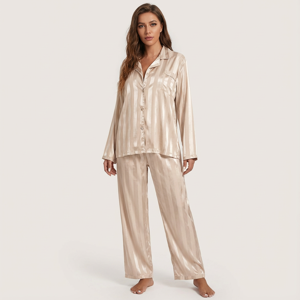 Loovay Evedine Pyjama, Satijnlook met Strepen