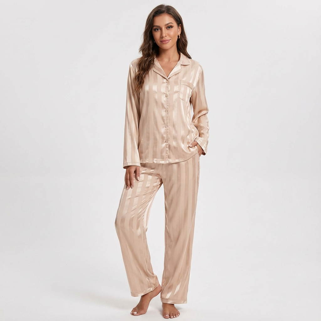 Loovay Evedine Pyjama, Satijnlook met Strepen