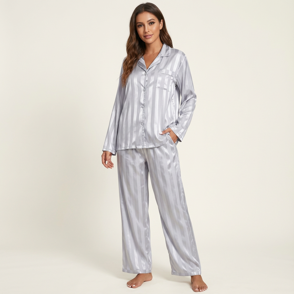 Loovay Evedine Pyjama, Satijnlook met Strepen