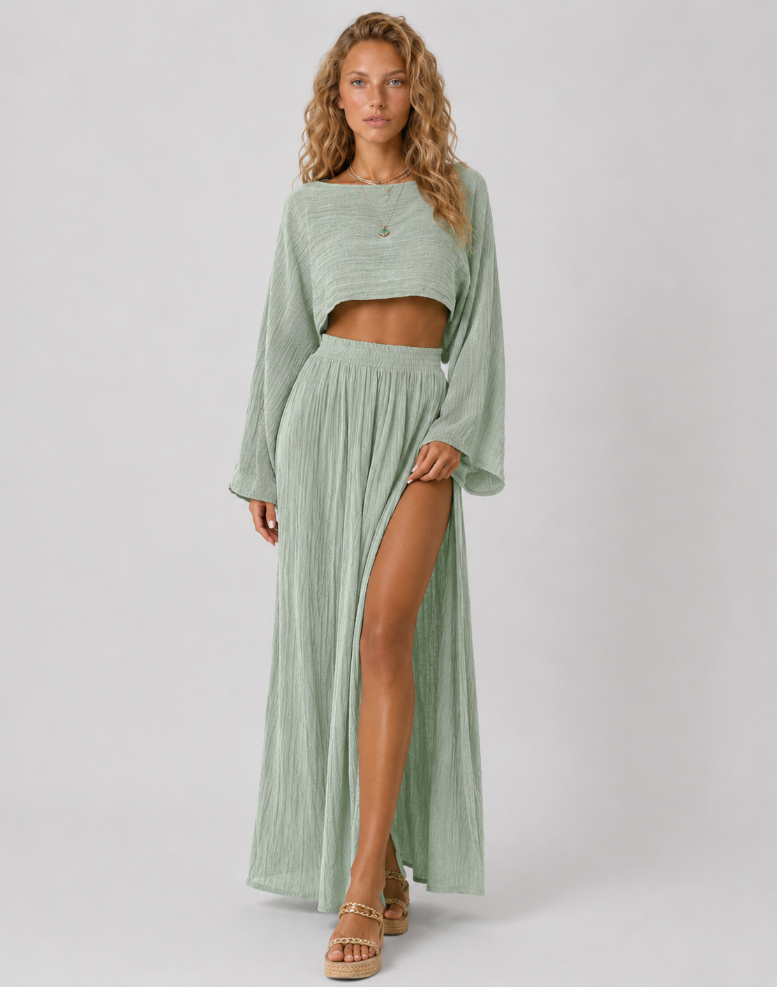 Loovay Noralune Set met Crop Top en Maxi Rok