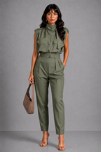 Loovay Kireva Utility Jumpsuit met Ceintuur