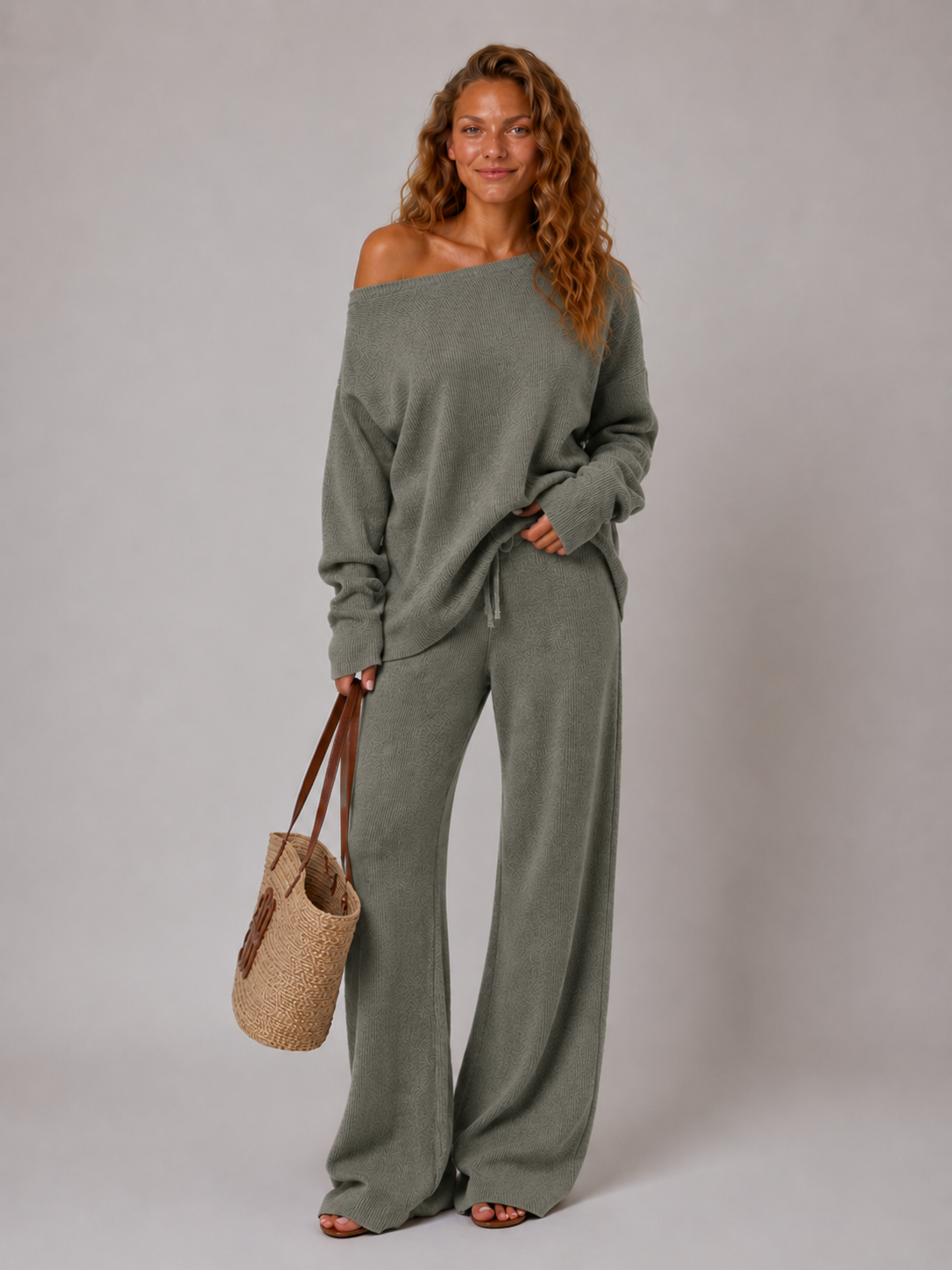 Loovay Virelle Dames Lounge Set met Wide Leg Broek