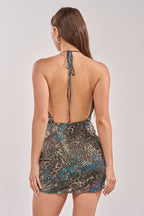 Loovay Untamed, Halter Mini-Jurk met Dierenprint